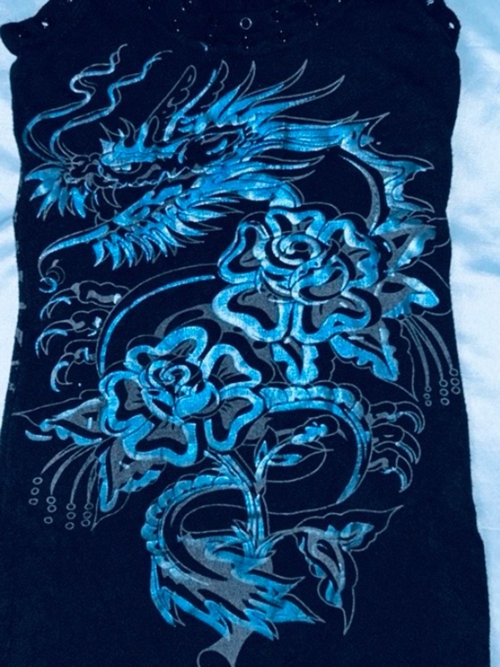 💙 Ed Hardy Dress 🖤Metallic Graphic Dragon RARE